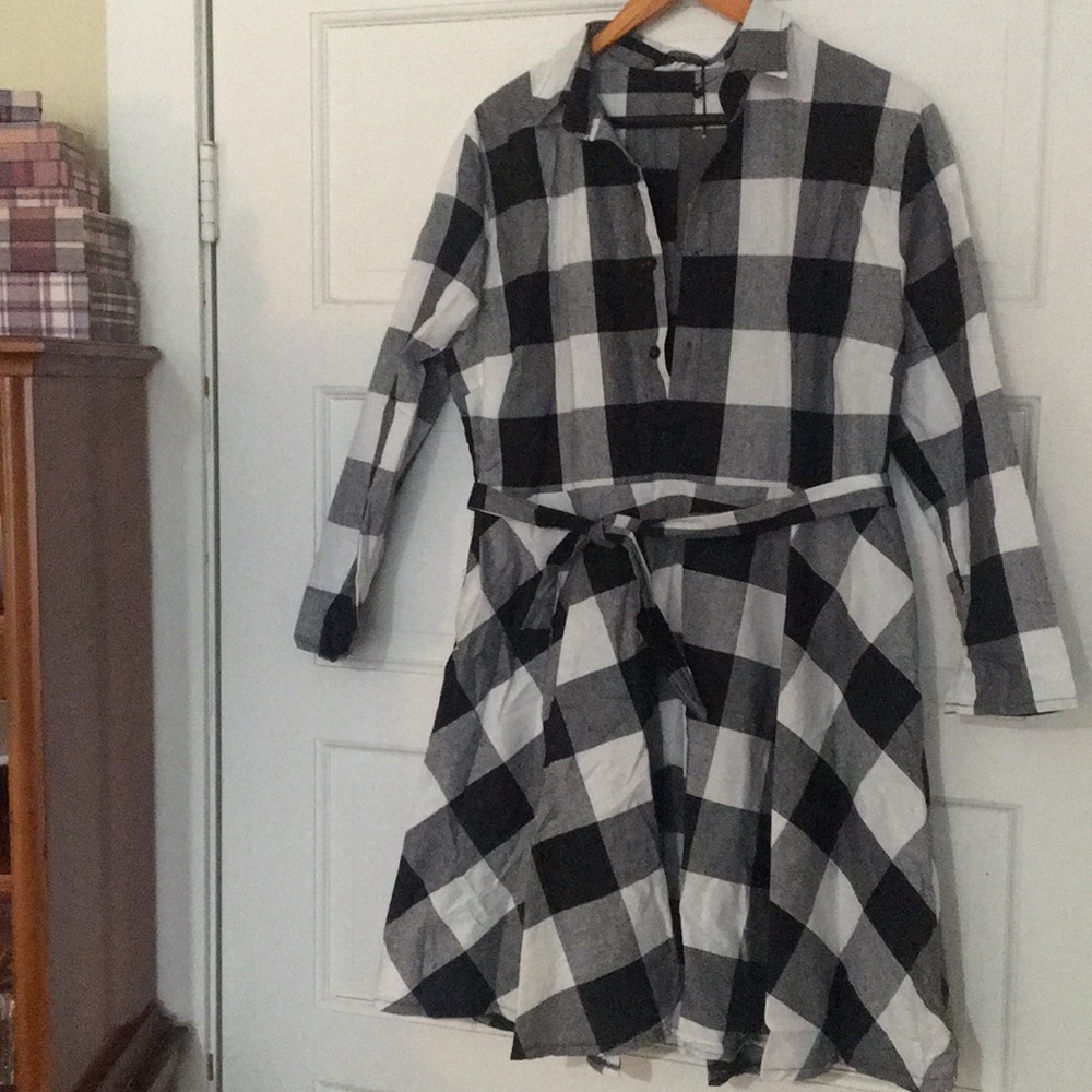 Buffalo plaid fit & flair dress